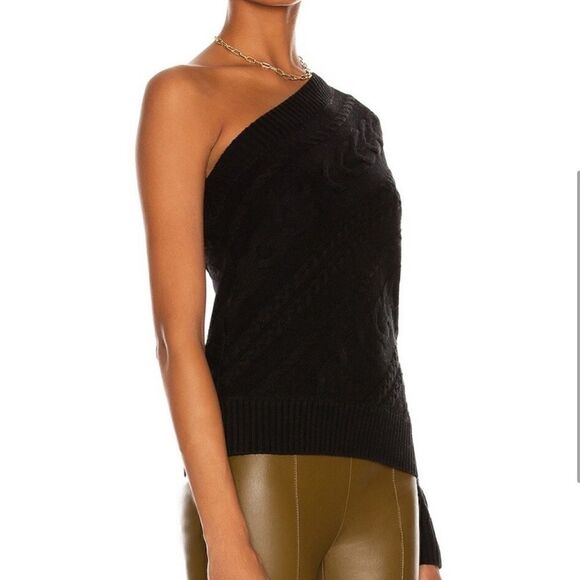 L 'AGENCE Zoey Merino Wool One Shoulder Sweater Black - Picture 5 of 8